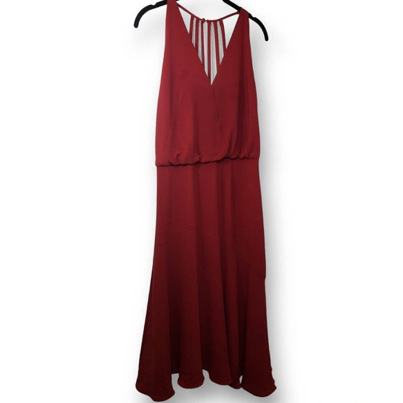 Reiss Red Fiona Beaded Strappy Halter Midi Dress - Picture 2 of 12
